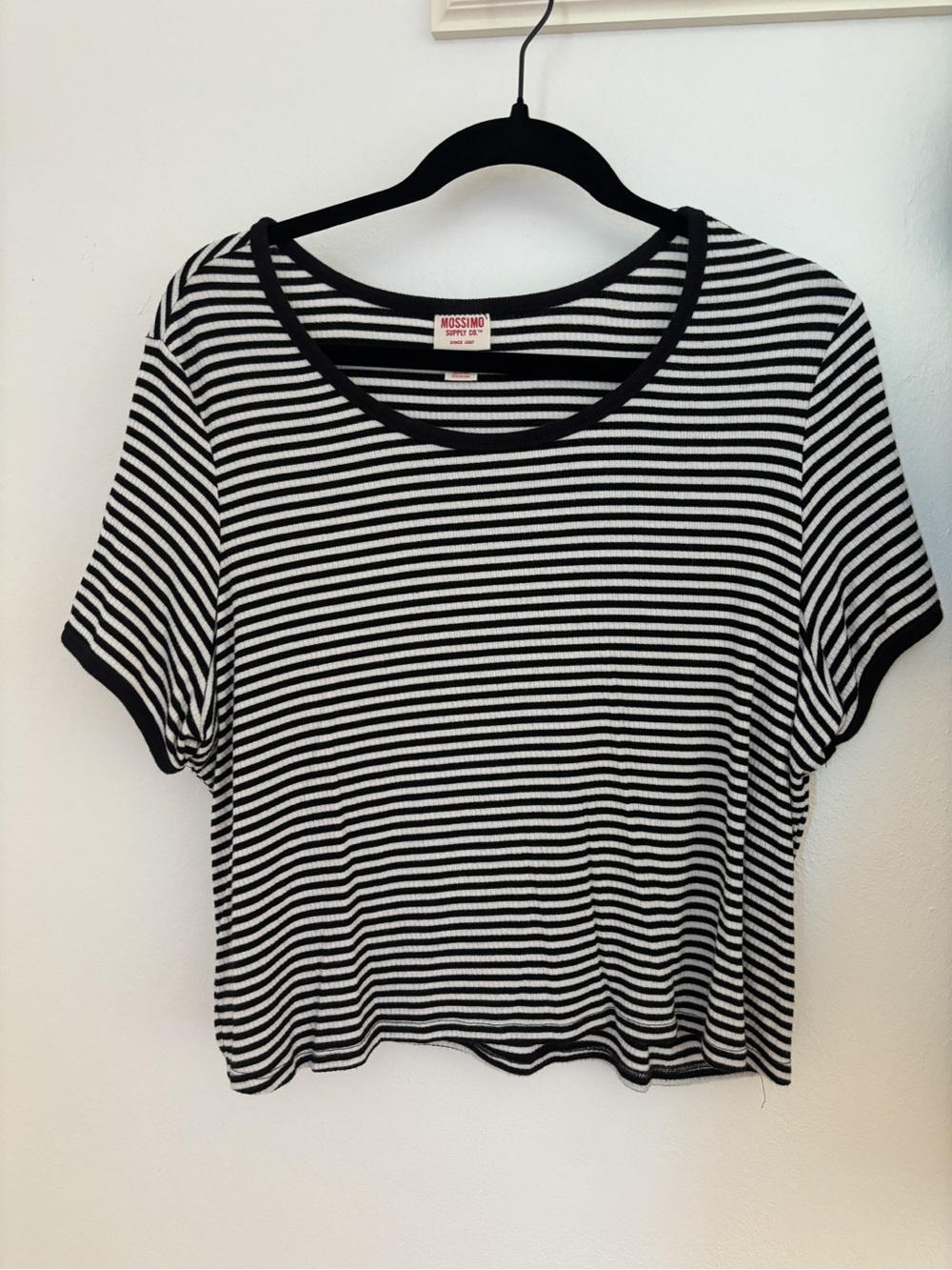 Black and White Striped Crop Tee